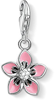 THOMAS SABO Damen Charm-Anhänger Rosa Blume 925 Sterling Silber 1354-041-9