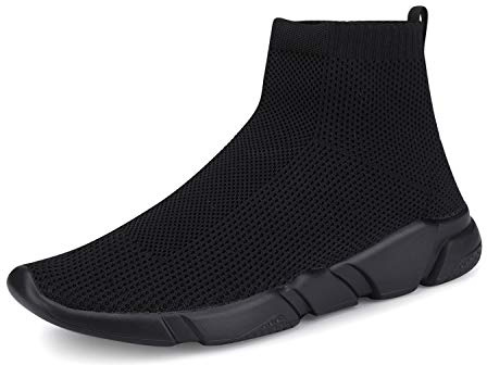 WXQ Women's Athletic Lightweight Sneakers Breathable Knit Trainers Slip On Casual Walking Shoes All Black 38