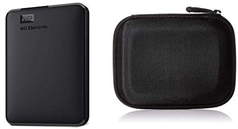 WD Elements Portable, Externe Festplatte - 1 TB - USB 3.0 - WDBUZG0010BBK-WESN & Amazon Basics Festplattentasche, schwarz