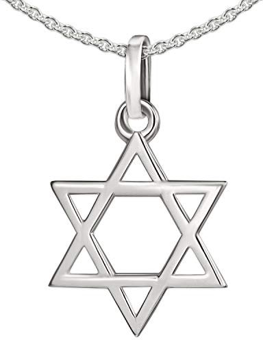 CLEVER SCHMUCK Halskette Anhänger kleiner Davidstern 14 mm glänzend & Kette Erbs 42cm Sterling Silber 925 inklusive Schmuckverpackung