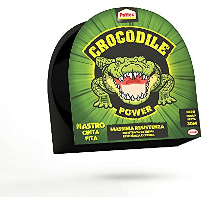 Pattex Crocodile Power Tape Leistungsstarkes Klebeband 2 mal dicker, extra starkes schwarzes Reparaturband, Klebeband für viele Materialien, 30 m x 50 mm