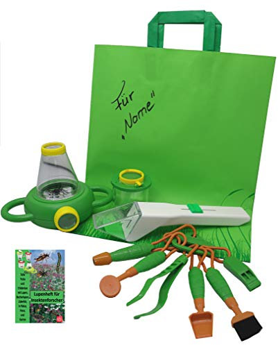 MEDUP Outdoor Experimente mit Insekten Lebendfanggerät Insektenfänger Insektenwerkzeug Lupendose Zweiwege Lupenbetrachter und Heft in der Geschenktüte