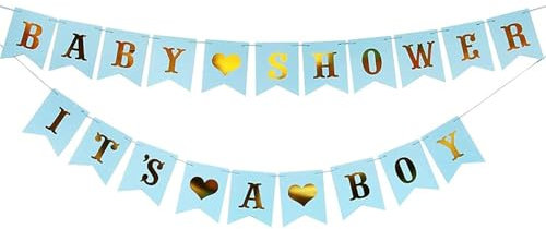 AIYONG IT'S A BOY & BABY SHOWER Set di striscioni decorazioni per baby shower party festeggiamenti bandiera sesso rivelazione festa baby shower