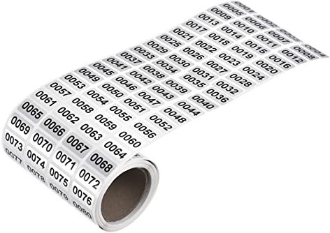 sourcing map 1 bis 2000 Fortlaufende Nummern Aufkleber Inventaretikett Schwarz Zahlen für Nummerierung im Bürolager Klassifikation