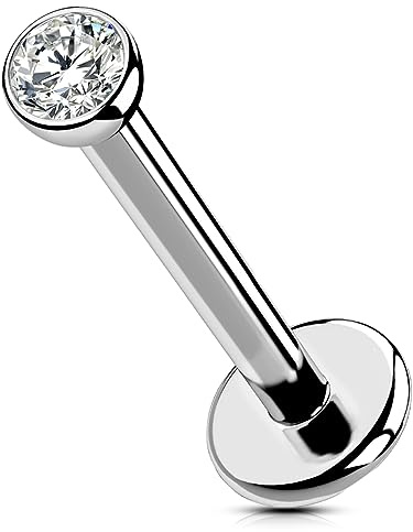 OUFER Labret Stud in Titanio 16G - Barra per Piercing Labbro, Elica, Trago 6mm/8mm/10mm/12mm - Gioielli per Piercing Senza Filettatura