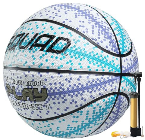 SQUAD Ultra Grip Basketball Größe 7 (29,5) - Verbesserter Langlebiger Sprung für Outdoor-Spiel - Tiefe Kanalkonstruktion für Einfache Kontrolle mit Pumpe Inklusive