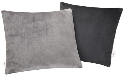 s.Oliver Doublesoft Kissenbezug 50x50 cm - super kuschelig & weich, Polyesterflausch 2 Stück dunkelgrau