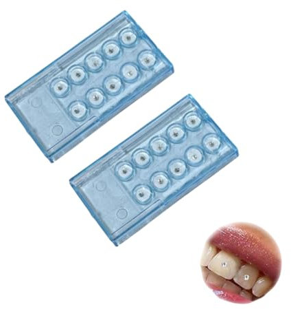 Angelkiss Zahn Edelstein 10pcs 2mm Zahn Zahn Kristall Ornamente Zähne Schmuck Dekoration Nagel Schmuck Weiß （2 Kartons）