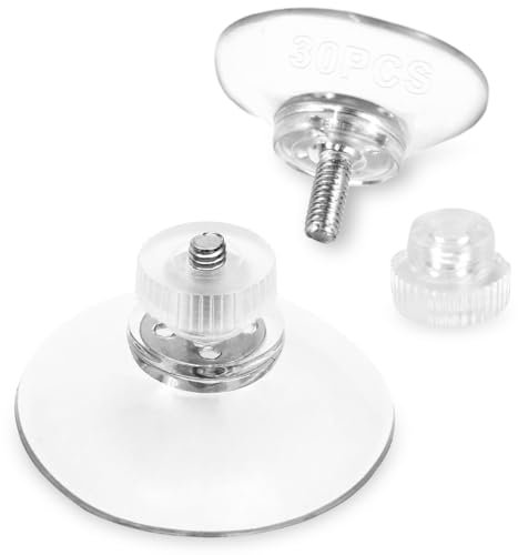 30 Stück Saugnapf mit Gewinde, Saugnäpfe für Fenster Multifunktion, Saugnapf Transparent, Fenster Saugnäpfe mit Gewinde und Rändelmutter, für Fenster, Auto, Dekoration, Aufhängung