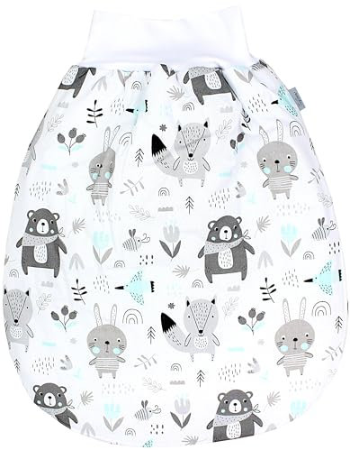 TupTam Baby Strampelsack Schlafsack mit breitem Bund Winterschlafsack für Mädchen Jungen Babyschlafsack, Farbe: Bären/Füchse/Mint, Größe: 6-12 Monate