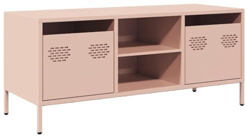 vidaXL TV Cabinet Stand Anthracite Steel - 101.5 x 39 x 43.5 cm with 2 Drawers, Adjustable Feet for Living Room/Bedroom Storage