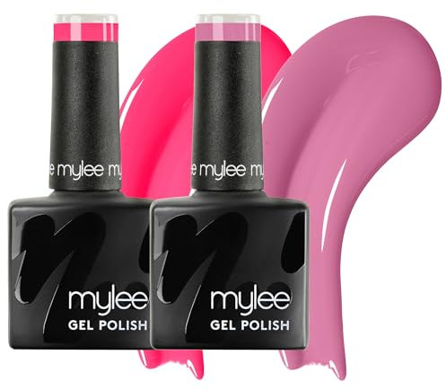 Mylee Gel Nail Polish Duo 2x8ml [Neon Bloom] - UV/LED Soak-Off Nail Art Manicure Pedicure for Professional, Salon & Home Use - Long Lasting & Easy to Apply, Vegan & Cruelty Free