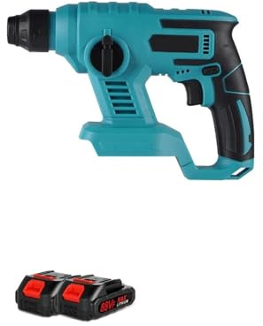 Trapano Percussione Martello Perforatore Elettrico, Trapano A Percussione Multifunzione Senza Fili Ricaricabile, Utensile Elettrico For Batteria Da 18 V(2 Battery)