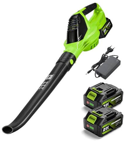 NewBeny Laubbläser mit 2 x 3000 mAh Akku und Ladegerät, 223 MPH & 282 CFM Laubgebläse mit 28.000 U/min Motor für müheloses Reinigen in Garten, Hof, Terrasse, Auto und Einfahrt