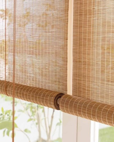 Cortina Persianas Enrollables De Bambú Estor Exterior Enrollable Bambu 60 85 120 150 170 180cm Para Cocina Oficina Jardín Porche Filtran La Luz/Privacidad Con Ganchos Fáciles De Instalar(W100xH150cm)