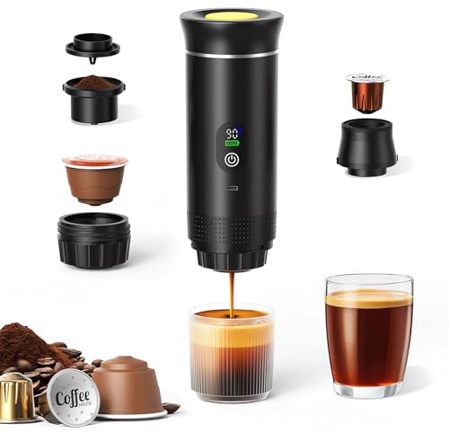 Gubbett Cafetera de café espresso eléctrica portátil,3 en 1 Cafetera Portátil Espresso con Calentamiento Rápido,minicafetera de viaje,Ideal para Viajes, Oficina y Camping
