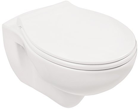 aquaSu® Wand WC-Set, Tiefspüler, Spülrandlose Toilette, Hängetoilette, Einfache Reinigung, weiß