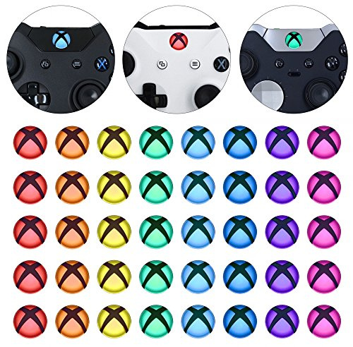 eXtremeRate Custom Home Guide Button LED Mod Stickers for Xbox Series X/S, One Elite V1/V2, One S/X, Standard Controller - 40pcs in 8 Colors with Tools Set