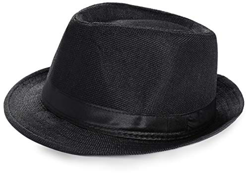 Coucoland - Sombrero de Panamá 1920s para hombre, sombrero de fédora mafia gángster, accesorios de traje gatsby talla única, Negro , L