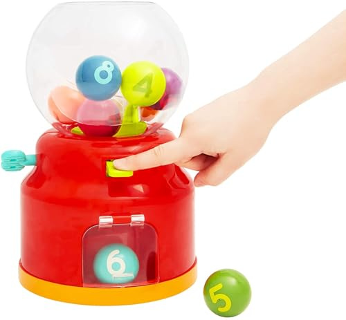Battat - Zahlen & Farben Kaugummiautomat - Spielzeug-Kaugummi-Spender - 10 Bunte Zahlenkugeln - Zählen und Ursache-Wirkung - Lernspielzeug für Kleinkinder, Kinder - 12 Monate +
