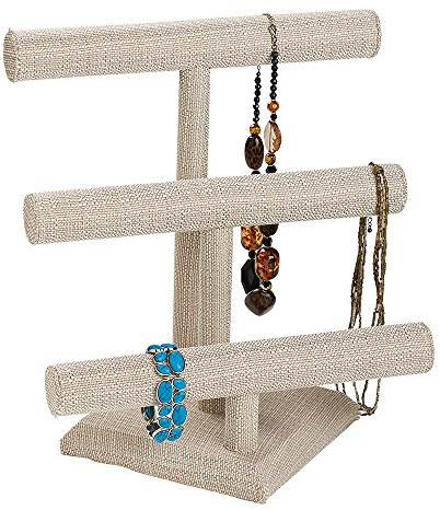 SSWBasics 3-Tier Linen Jewelry Display - RTA- Linen 3-Tier Bracelet Holder - Multi-Purpose Bracelet Holder Display Stand for Jewelry - Elegant Bracelet Display for Retail and Home Use