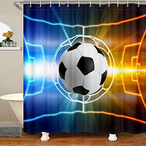 Loussiesd fotboll duschdraperi sport bad draperi fotboll 3D amerikansk fotboll vattentät polyester badrumsgardiner med 12 krokar 182 x 182 cm .