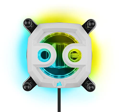 Corsair Hydro X Series XC7 RGB PRO Bloque Refrigeración Líquida para CPU Intel LGA 1700/1200/115X y Zócalo AMD AM4 (Placa de Cobre, Más de 110 Aletas de Microrrefrigeración) Blanco (CX-9010016-WW)