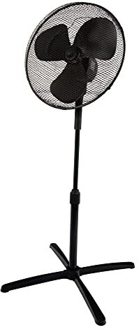 Igenix DF1655BL Pedestal Fan, 40 W, 16 Inch, 3 Speed, Quiet Operation, Oscillating, Adjustable Height & Tilt, Cooling Fan, Ideal for Home and Office, Black