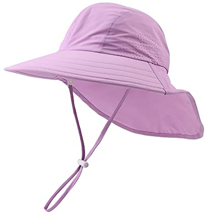 XIAOHAWANG Bebé Sombrero del Sol Gorra de Protección del Cuello del Niño Niña Niños Verano UV Gorra de Protección del Sombrero de Playa (Púrpura, 50)