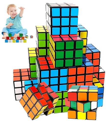 12 pcs Cube Magique, Mini Cubes Magiques, 3 x 3 x 3 cm Puzzle Magic Cubes, Cubes de Vitesse, Magic Cube Jouets Cadeaux, Puzzle Cadeau pour Anniversaire d'enfant Jeux de Voyage Noëlb
