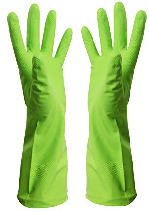 Latexhandschuhe Nitril-Glattgummi-Arbeitswaschlappen Haushaltsreinigungshandschuhe Hausgarten Küchenwerkzeuge Geschirrspülmittel (Color : Green, Size : S(below 10cm))