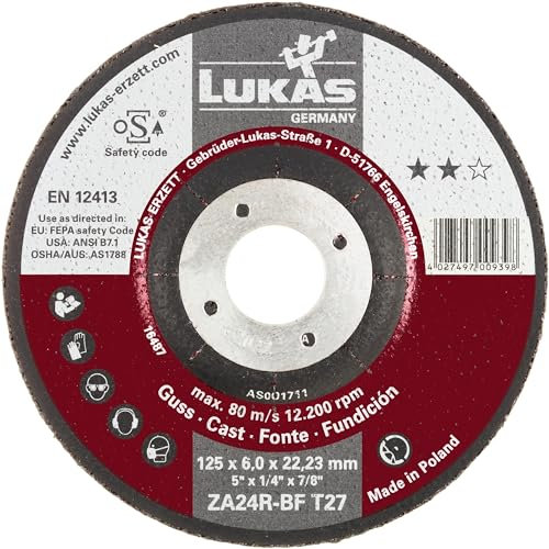 LUKAS-ERZETT Lot de 10 disques à ébarber T27 pour fonte 230 x 6 mm Coudés | Pour meuleuse d'angle | ZA24R-BF - 24 x 24,5 x 11,5 cm