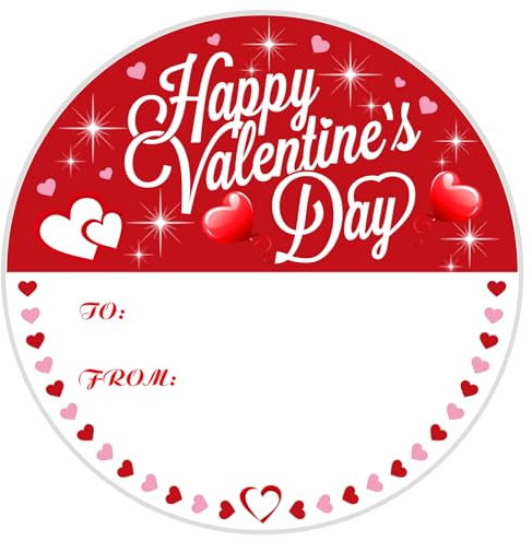 60 PCS Valentines Day Gift Stickers, Happy Valentine's Day Stickers, 2Inch Heart to from Gift Labels
