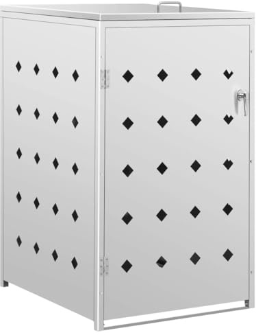 Willood Mülleimer Mülltonnenbox, rostfreier Mülleimer, Mülleimer, Müllsäcke, Mülldeckel, Müllcontainer, Garteneimer, großes Fassungsvermögen, Edelstahl,Silber,1er