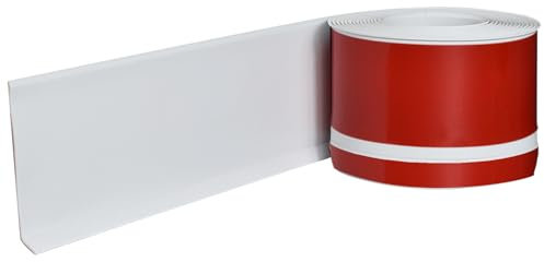 Sockelleiste, individuell zuschneidbar, selbstklebende Rückseite, weiche Sockelleiste aus PVC, für Küche und Bad, flexibles, faltbares Fugendichtband, 25 Meter,Flexibler Knickstreifen (Weiß)
