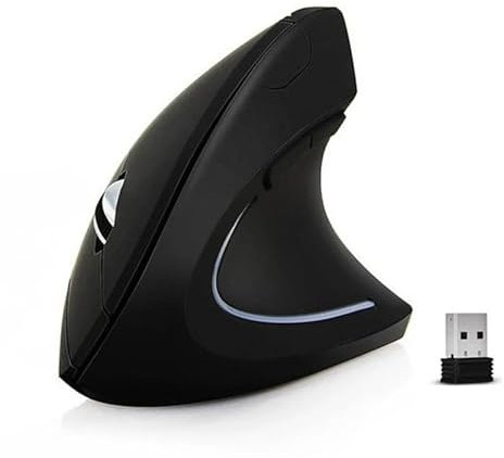 Ratón Vertical inalámbrico ergonómico y silencioso 2.4G con 4 Niveles Ajustables, 6 Botones y Luces indicadoras para computadora portátil, computadora de Escritorio, PC, MacBook (Color Negro)