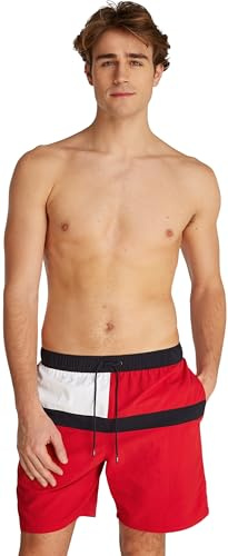 Tommy Hilfiger Bañador Hombre Long Drawstring con Cintura Ajustable, Rojo (Primary Red), M