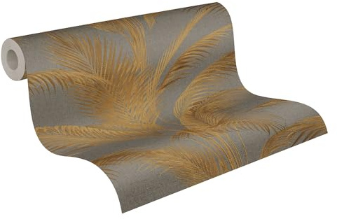 Livingwalls MICHALSKY 399804 Non-Woven Wallpaper Palm Trees - Wallpaper Jungle Design in Grey, Gold, Metallic - Luxury Wallpaper