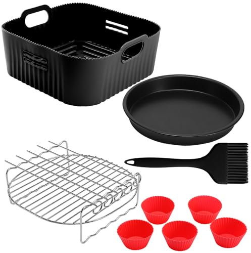 Moleath 23CM Accessoires Air Fryer, 5Pcs Silicone Moule Air Accessoires pour Friteuses à Air Cosori XXL 6L, Russell Hobbs XXL 8L, Princess 8L 182074, Iceagle XXL 9L, Cecotec 7,6L, EUARY 8L