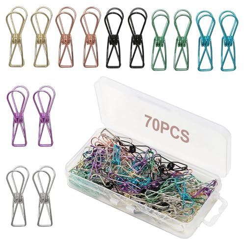 Büroklammern 70 Stück, Mini Binder Clips, Klein Büroklammer Mehrzweck Binderklammern für Büro Dokumente, Rechnungen und Kreative Projekte, 7 Farben