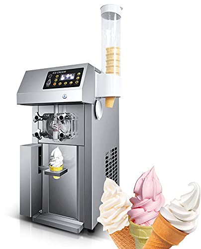 WOTZOV Macchina per Gelato Soft Commerciale da 1250 W, Macchina per Gelato da 12 l/h con congelamento rapido, per pasticcerie