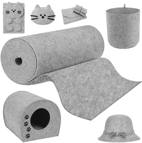 Rotolo Feltro 30cmx300cmx3mm, Tessuto Antigraffio Al Metro, Feltro Protettivo Decorativo Artigianale Grigio Chiaro per Lavoretti Borse Runner Tavola Patchwork Cucito Fai da Te Decorazioni Natalizie