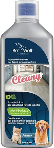 CLEANY Nettoyant concentré pour robot lave vaisselle et aspiration avec désinfectant multisurface 1000 ml, nettoyage sans traces et durable. Convient à tous les robots (sans parfum)