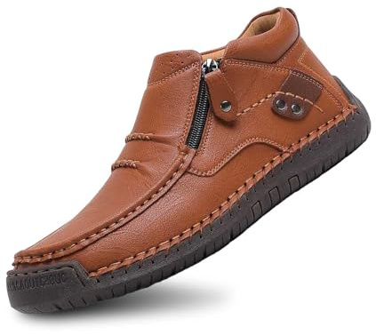 Dasongff Chaussures Bateau et Mocassins Pour Hommes en Cuir Classique et Durable avec Doublure Respirante Bottine Confortable pour l'Extérieur, la Conduite, la Randonnée, le Travail