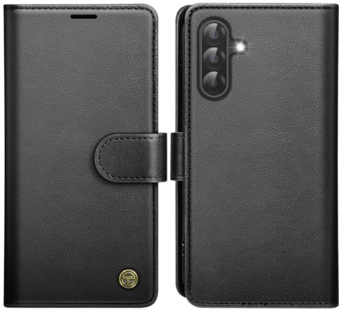 AIMOYU for Samsung Galaxy A17 5G Case, Flip Wallet Leather Phone Case with [4 Card Slots] [Kickstand] [RFID Blocking] Magnetic Protective Shockproof Cover for Samsung A17 Phone Case - Black