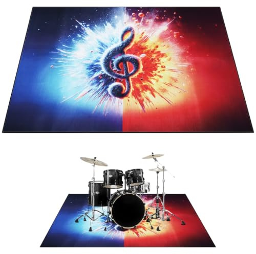 Skdqiee Drum Rug, 6 x 5 FT Rectangular Drum Mat, Drum Carpet with Non-Slip Grip Bottom, Soundproof Musical Instrument Rug, Professional Drum Accessories