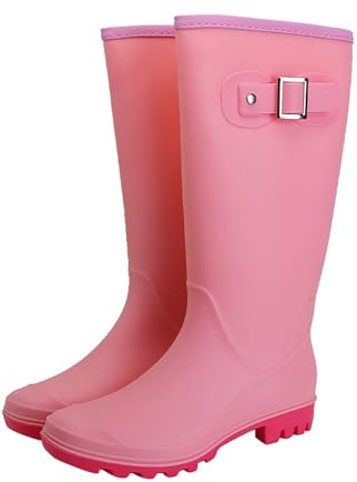 Botas de goma para mujer, impermeables, botas con tacón, elegantes, botas de lluvia con tacón de bloque, zapatos de jardín, zapatos de lluvia al aire libre, con suela antideslizante, zapatos de