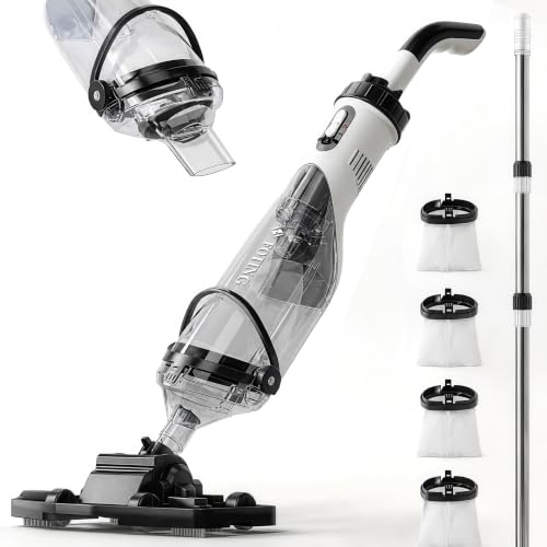 FOTING Aspirateur de piscine sans fil pour piscine hors sol 19,5 GPM, tête d'angle et écran LED, aspirateur de spa rechargeable à main pour piscine creusée pour jacuzzi, débris, marches peu profondes