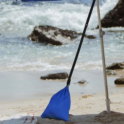 JoyousMall Borsa di Sabbia per Baldacchino per Gambe di Ombrellone da Spiaggia, Ancoraggio Antivento con Corda, Pieghevole per Stabilizzatore per Tende e Attrezzatura da Esterno, Nero/Blu, 44x37cm