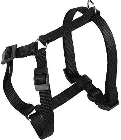 Ferplast Harnais Petit Chien CHAMPION S, Harnais pour Chat Ajustable en 3 Points, Facile à Porter, Poitrine 30-46 cm. Noir
